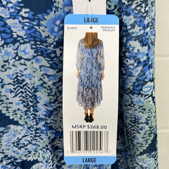 NWT Joie Women's Printed Long Sleeve Tiered Maxi Dress LARGE Parisian Paisley - Picture 5 of 13